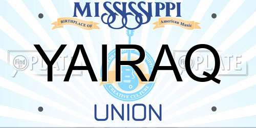 YAIRAQ Mississippi License Plate