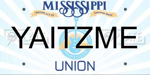 YAITZME Mississippi License Plate