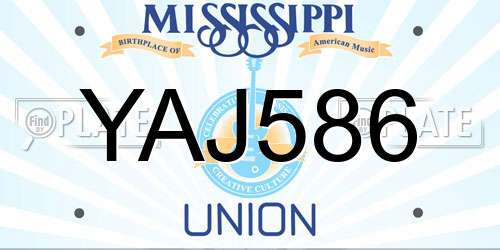 YAJ586 Mississippi License Plate