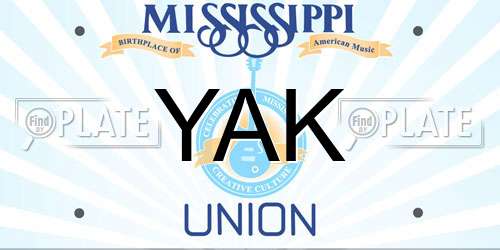 YAK Mississippi License Plate