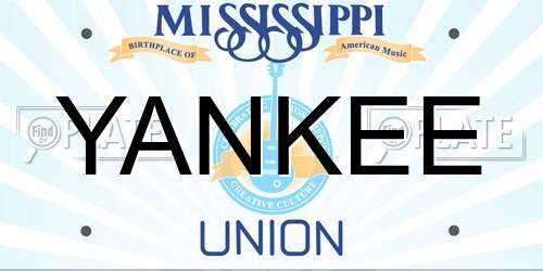 YANKEE Mississippi License Plate