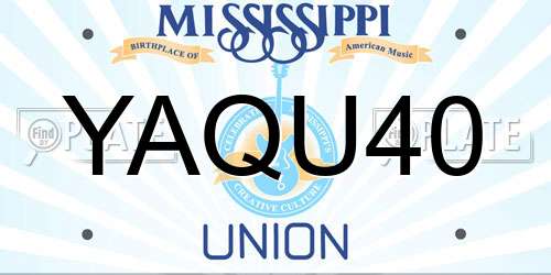 YAQU40 Mississippi License Plate