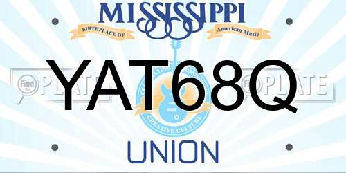 YAT68Q Mississippi License Plate
