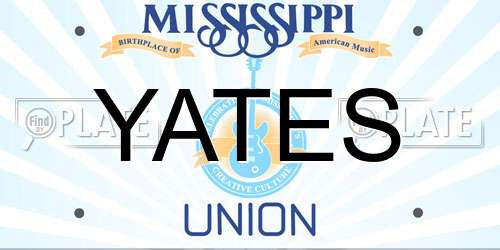 YATES Mississippi License Plate