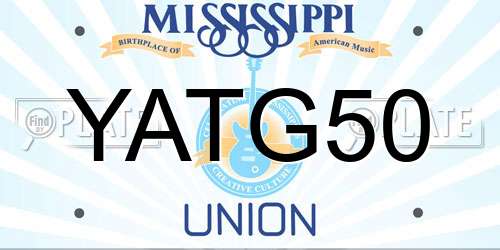 YATG50 Mississippi License Plate