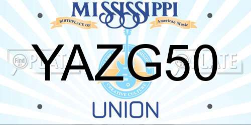 YAZG50 Mississippi License Plate