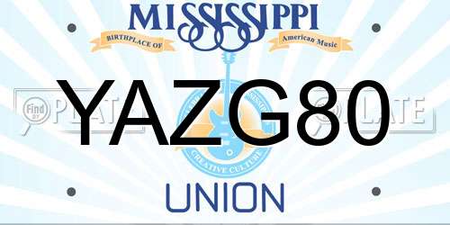 YAZG80 Mississippi License Plate