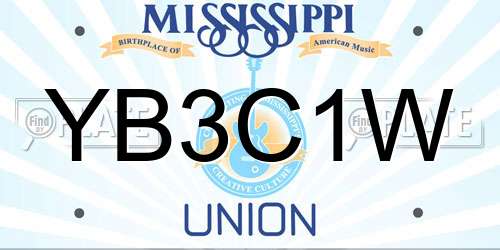YB3C1W Mississippi License Plate