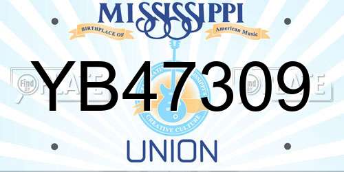 YB47309 Mississippi License Plate