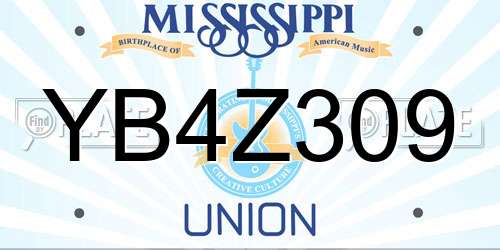 YB4Z309 Mississippi License Plate