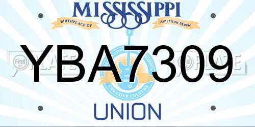 YBA7309 Mississippi License Plate