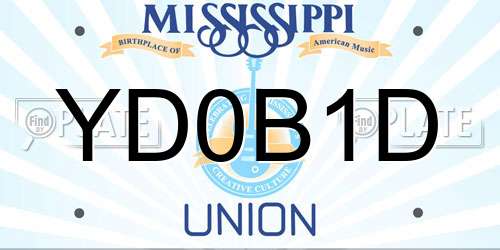 YD0B1D Mississippi License Plate