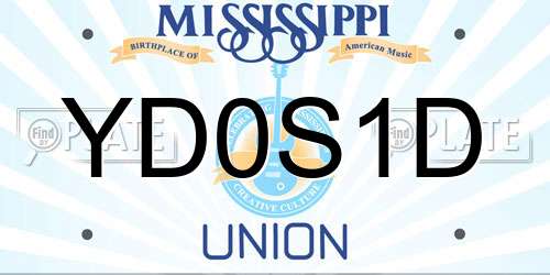 YD0S1D Mississippi License Plate