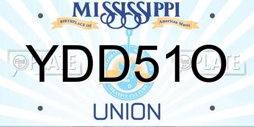YDD51O Mississippi License Plate