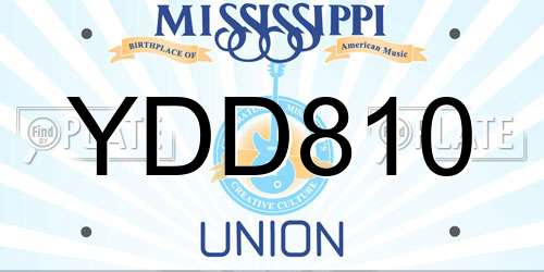 YDD810 Mississippi License Plate