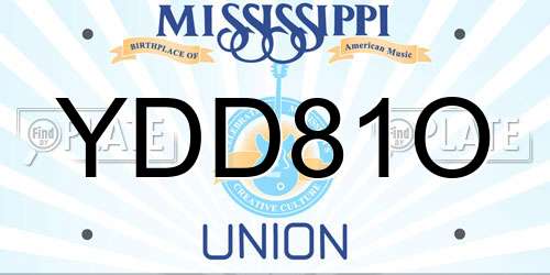 YDD81O Mississippi License Plate