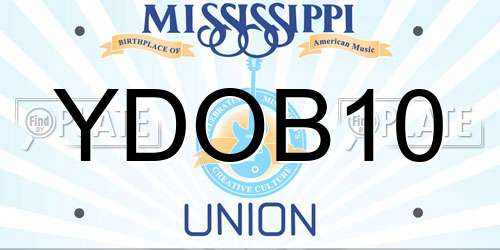 YDOB10 Mississippi License Plate