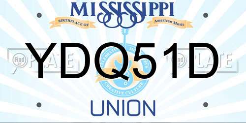 YDQ51D Mississippi License Plate