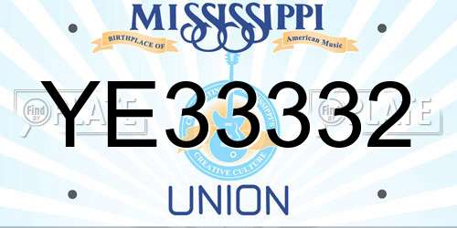 YE33332 Mississippi License Plate