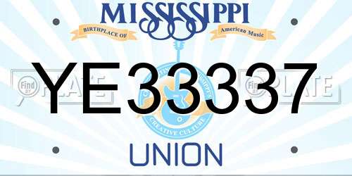 YE33337 Mississippi License Plate