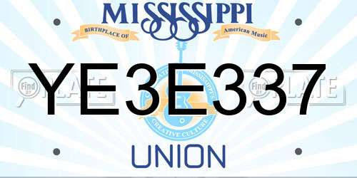 YE3E337 Mississippi License Plate
