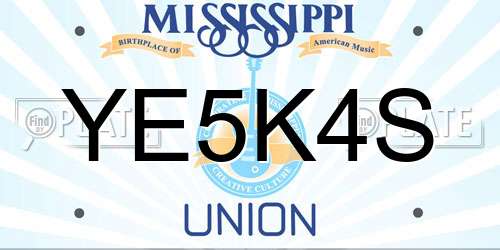 YE5K4S Mississippi License Plate