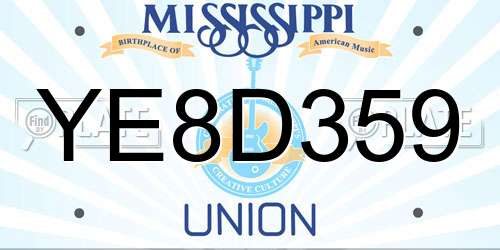 YE8D359 Mississippi License Plate