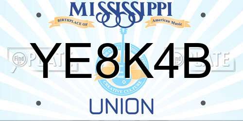 YE8K4B Mississippi License Plate