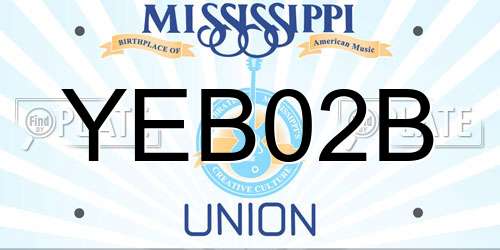 YEB02B Mississippi License Plate