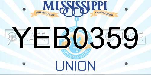 YEB0359 Mississippi License Plate