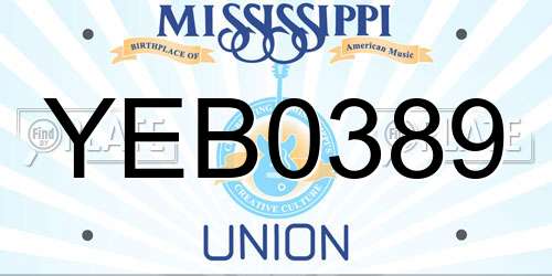 YEB0389 Mississippi License Plate