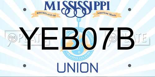 YEB07B Mississippi License Plate