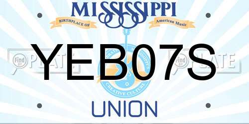 YEB07S Mississippi License Plate