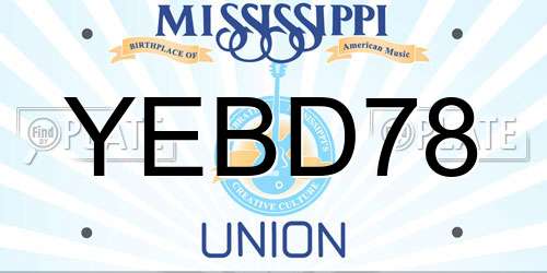 YEBD78 Mississippi License Plate