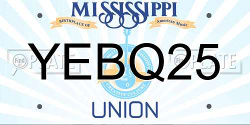 YEBQ25 Mississippi License Plate