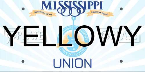 YELLOWY Mississippi License Plate