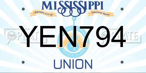 YEN794 Mississippi License Plate