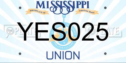 YES025 Mississippi License Plate