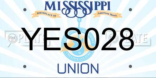 YES028 Mississippi License Plate