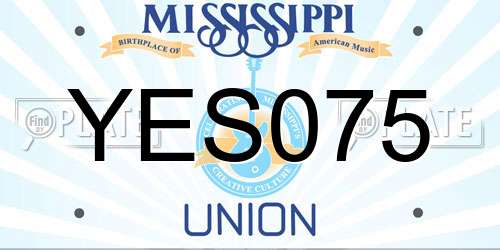 YES075 Mississippi License Plate