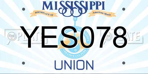 YES078 Mississippi License Plate