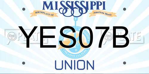YES07B Mississippi License Plate