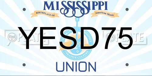 YESD75 Mississippi License Plate