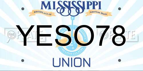 YESO78 Mississippi License Plate