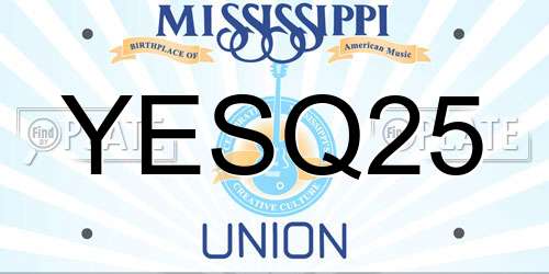 YESQ25 Mississippi License Plate