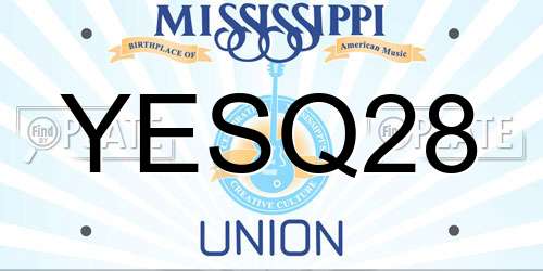 YESQ28 Mississippi License Plate