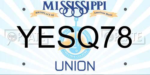 YESQ78 Mississippi License Plate
