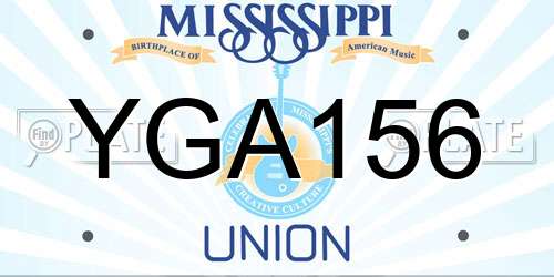 YGA156 Mississippi License Plate