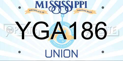 YGA186 Mississippi License Plate