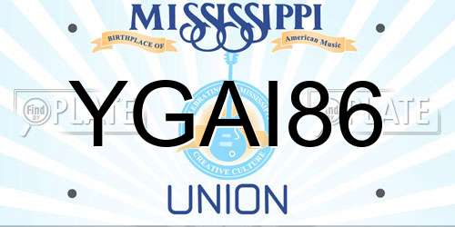YGAI86 Mississippi License Plate